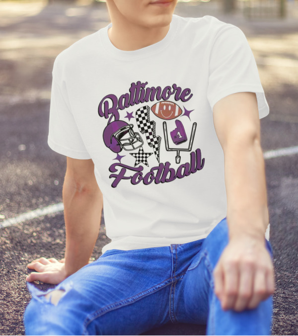 Baltimore Football NFL Team Helmet Smile Number One T-Shirt