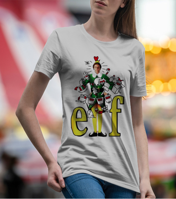 Elf Movie Inspired Christmas Sketch Design Featuring Iconic Character T-Shirt