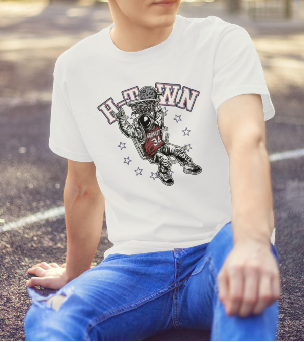 H-Town Astronaut Dunking Moon Stars Nolan Ryan 34 Houston Astros T-Shirt
