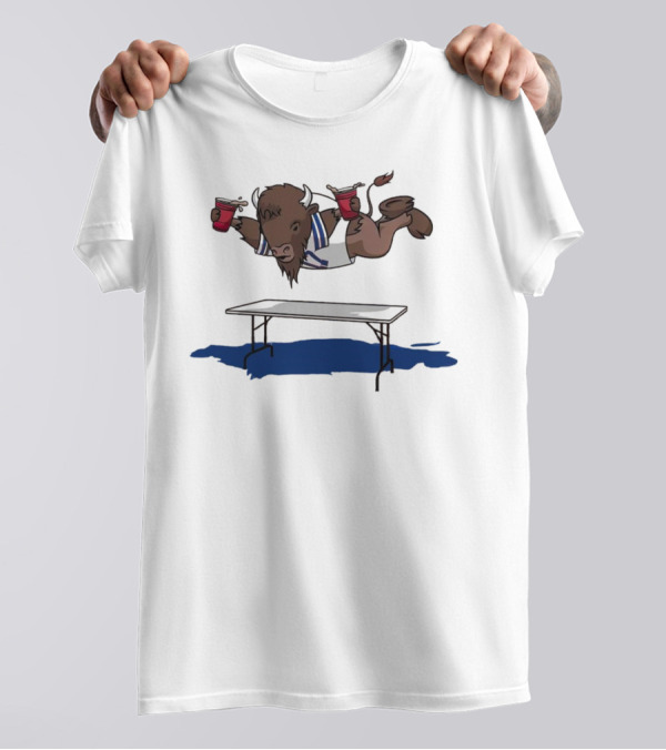 Buffalo Bills Smash Tables Jumping Bison With Red Cups T-Shirt