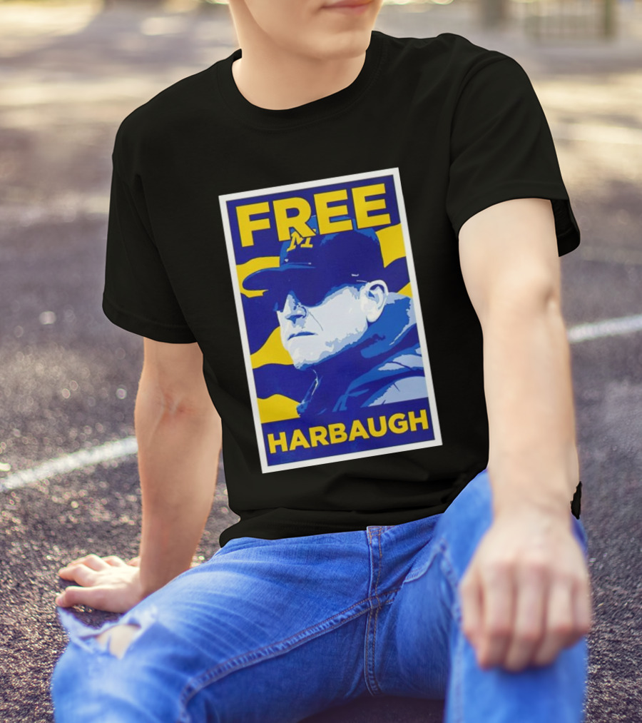 Free Harbaugh Michigan Wolverines Coach Insider T-Shirt