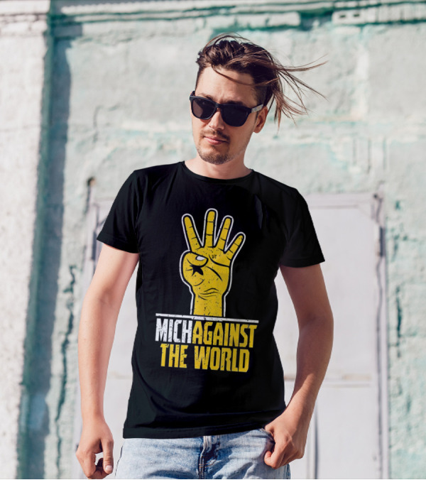 Mich Against The World Football Fan Hand T-Shirt