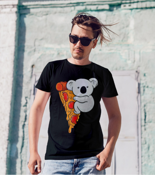 Koala Hugging Pizza Slice Cartoon T-Shirt