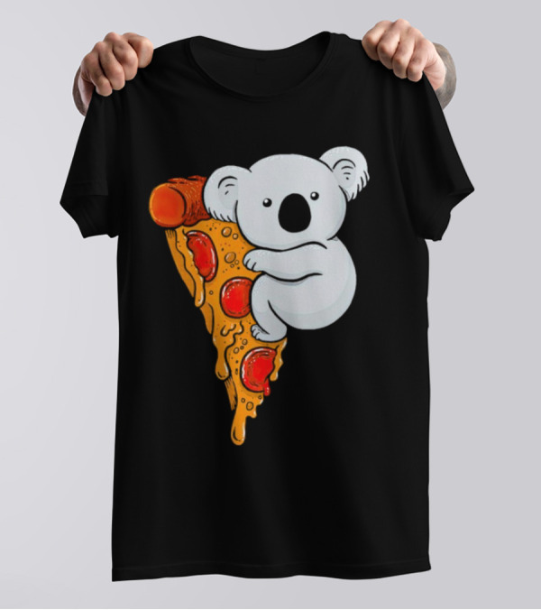 Koala Hugging Pizza Slice Cartoon T-Shirt
