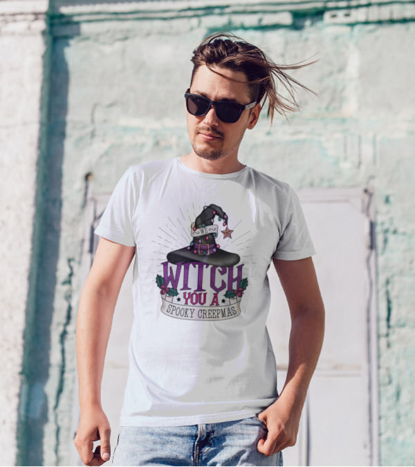 We Witch You A Spooky Creepmas Christmas Magic Hat Holiday T-Shirt