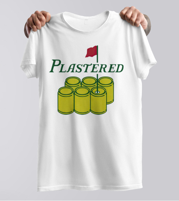 Plastered Flag With Beer Can Pyramid And Red Golf Pin T-Shirt