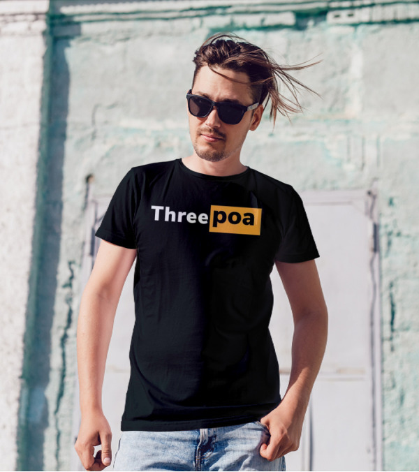 Threepoa Hub Classic Style Text Bold Minimalist Contrast T-Shirt