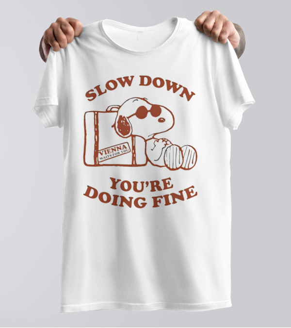 Snoopy Slow Down You’re Doing Fine Vienna Waffle Box T-Shirt
