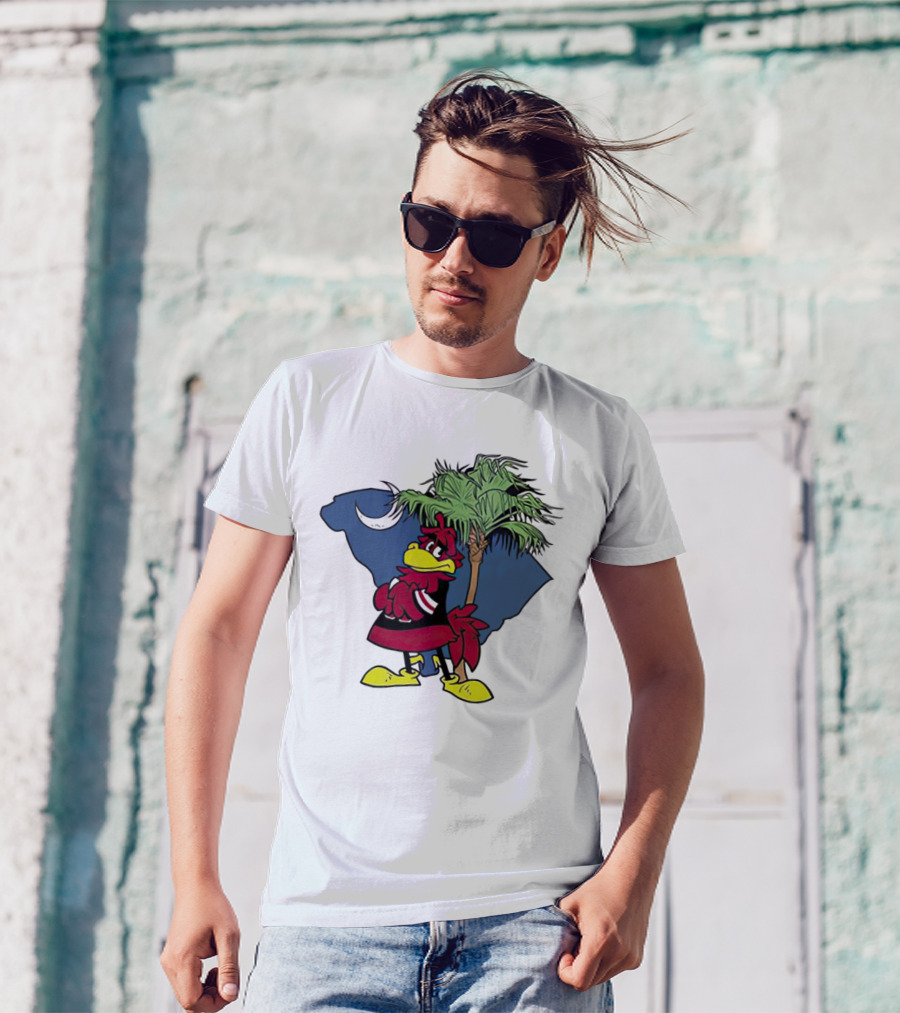South Carolina Gamecocks Mascot State Emblem Palmetto Tree And Crescent Moon T-Shirt