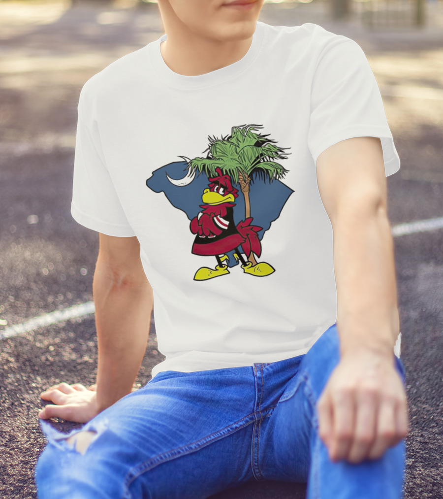 South Carolina Gamecocks Mascot State Emblem Palmetto Tree And Crescent Moon T-Shirt