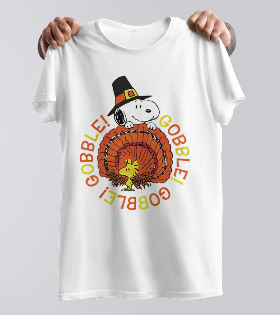 Thanksgiving Gobble Gobble Gobble Snoopy Woodstock T-Shirt