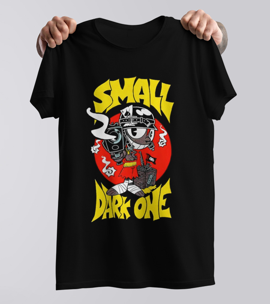 Small Dark One Gunsmoke Skateboard Pizza Character T-Shirt