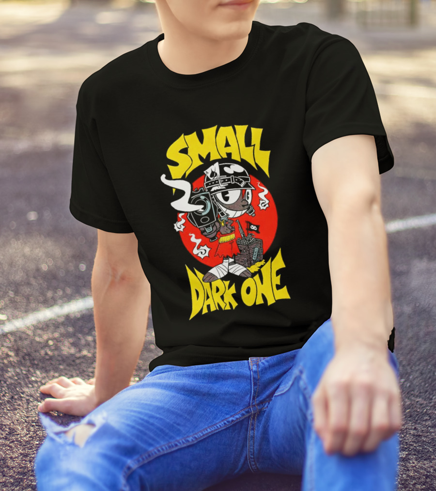 Small Dark One Gunsmoke Skateboard Pizza Character T-Shirt