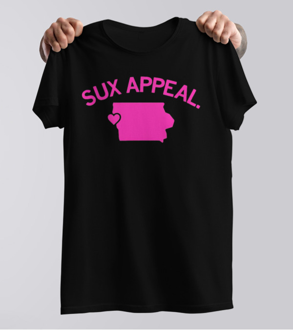 Sux Appeal Pink Iowa Heart Map T-Shirt