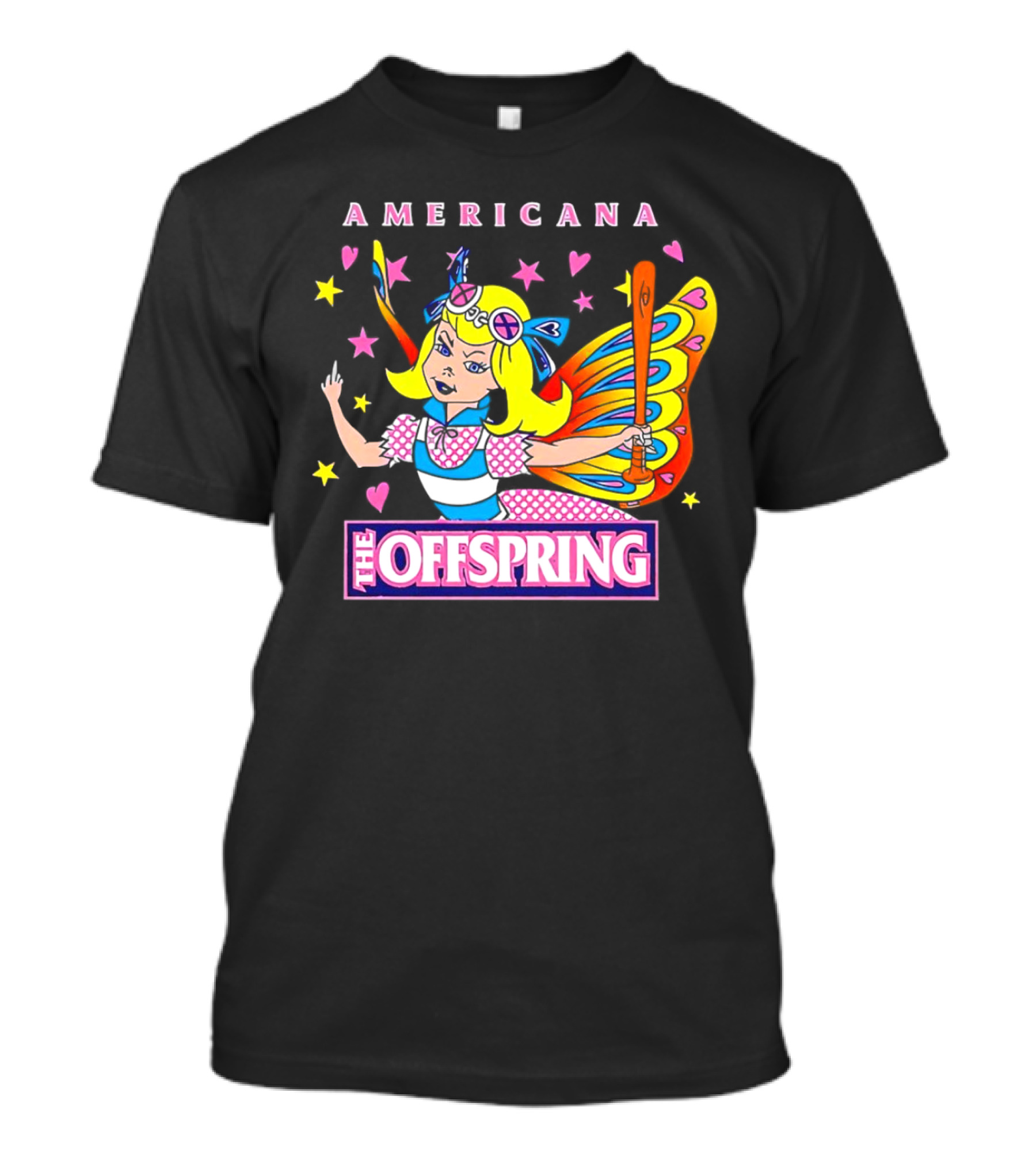 Americana The Offspring 25th Anniversary Butterfly Girl Retro Comic T-Shirt