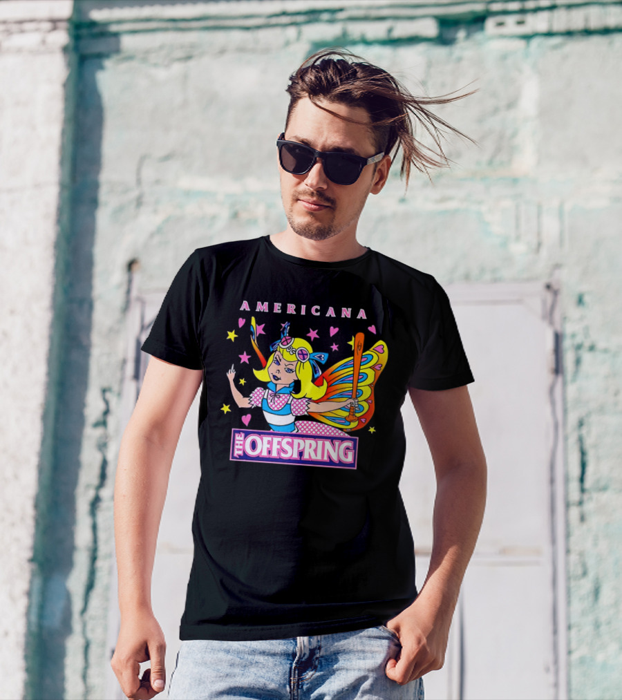 Americana The Offspring 25th Anniversary Butterfly Girl Retro Comic T-Shirt