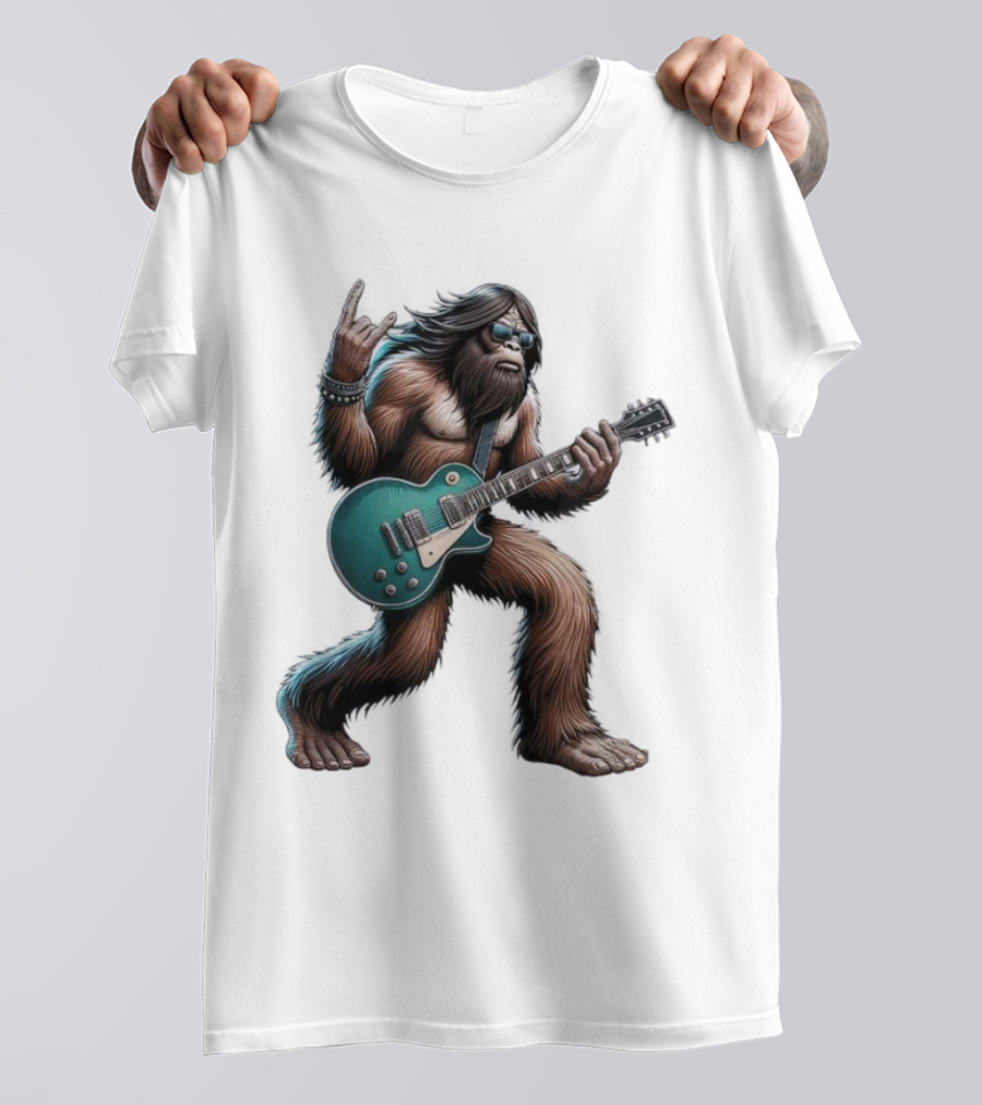 Bigfoot Rocking Out With Electric Guitar T-Shirt