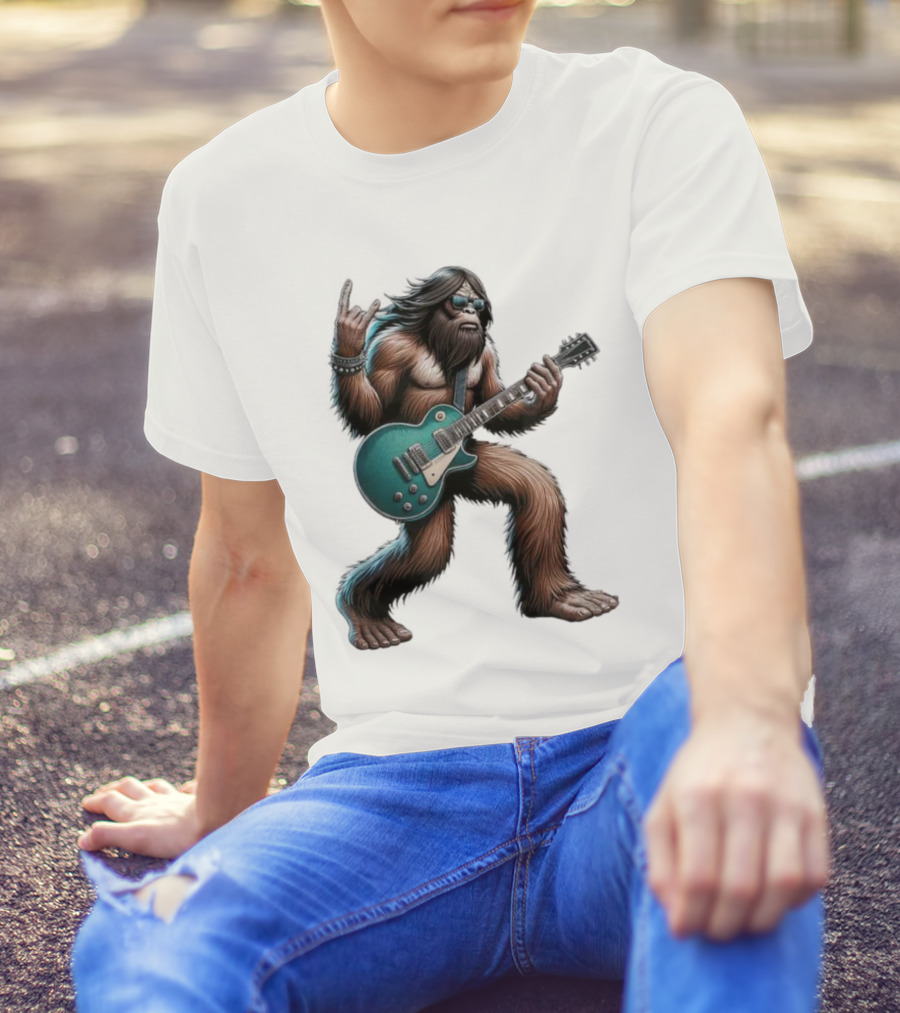 Bigfoot Rocking Out With Electric Guitar T-Shirt