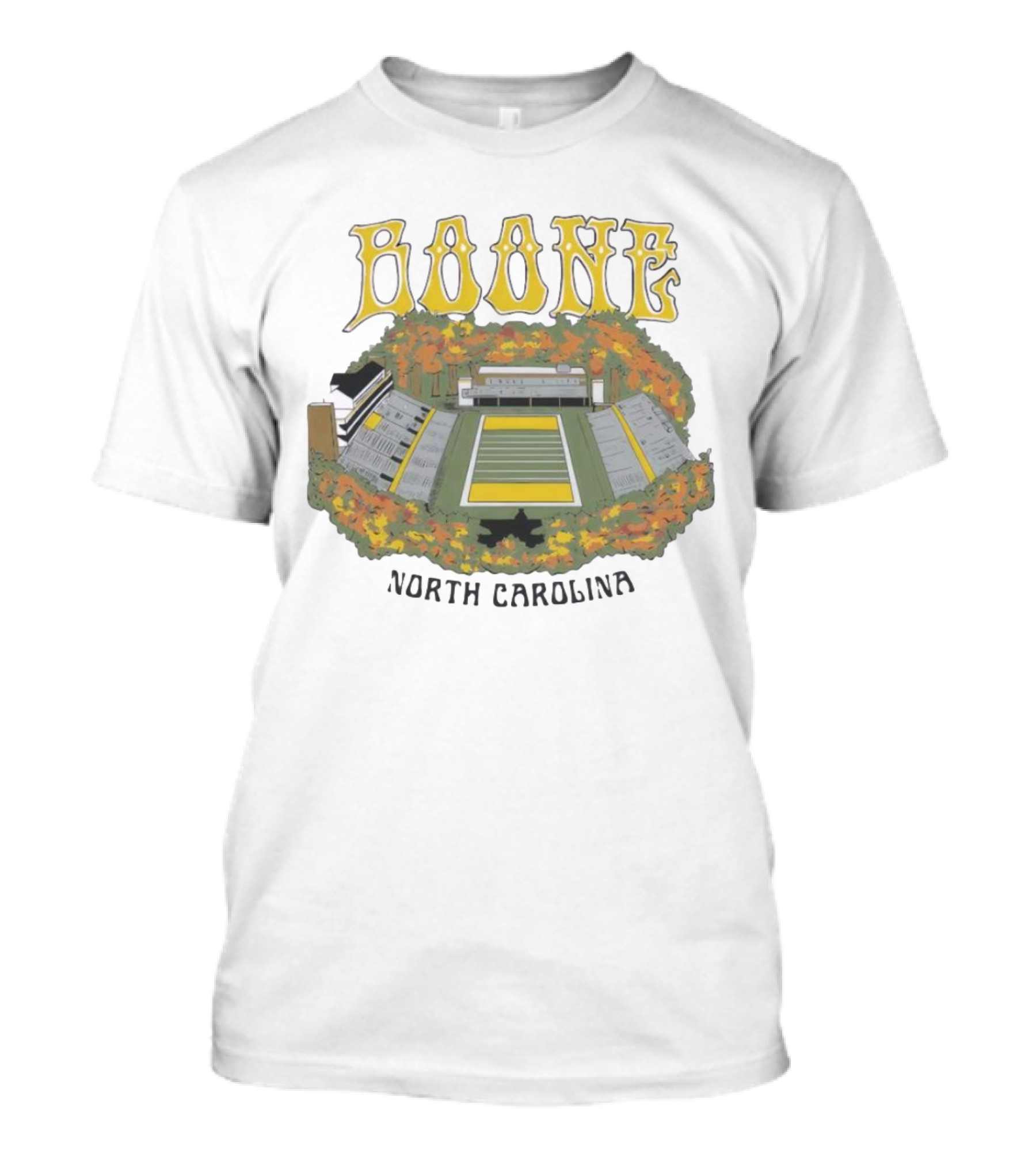 Boone Stadium North Carolina Football Field Surrounded By Autumn Foliage T-Shirt