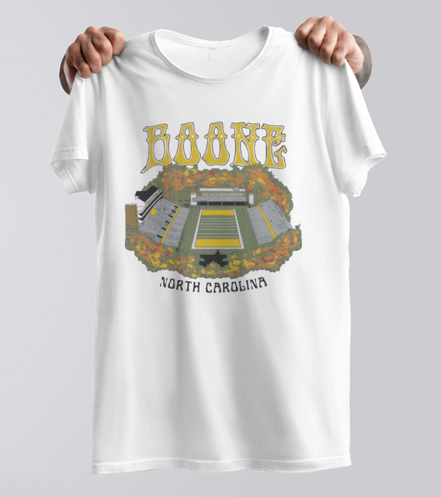 Boone Stadium North Carolina Football Field Surrounded By Autumn Foliage T-Shirt