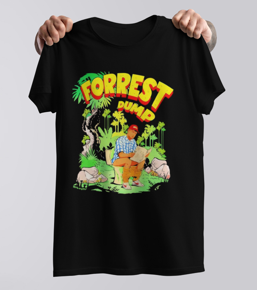 FORREST DUMP CARTOON TOILET JUNGLE READING T-Shirt