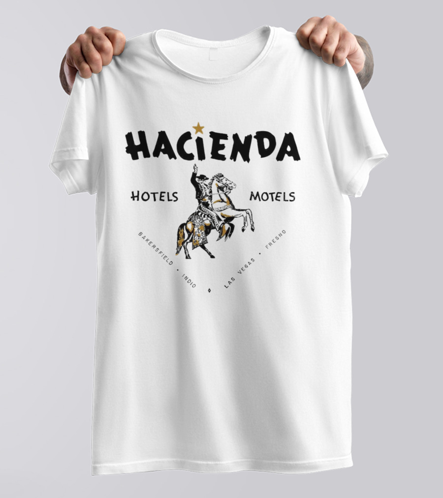 Hacienda Hotels Motels Bakersfield Indio Las Vegas Fresno Vintage Star Rider T-Shirt