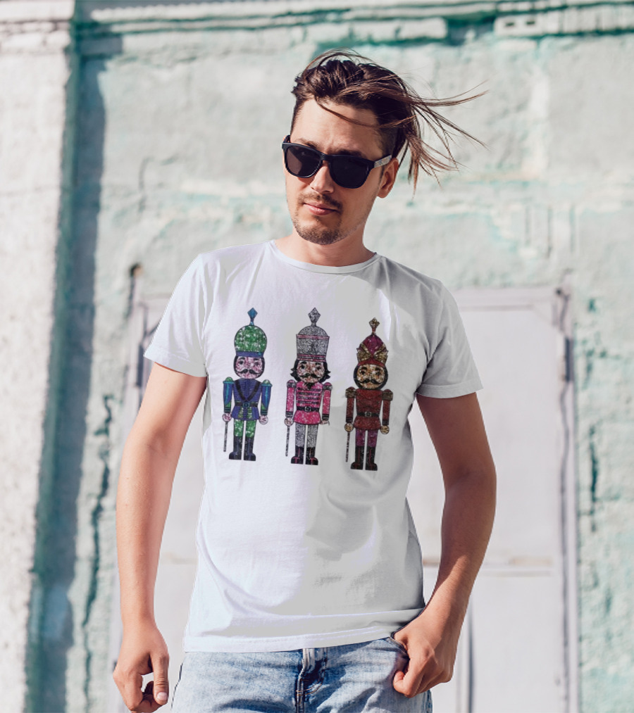 Nutcracker Christmas Glitter Soldiers Trio T-Shirt