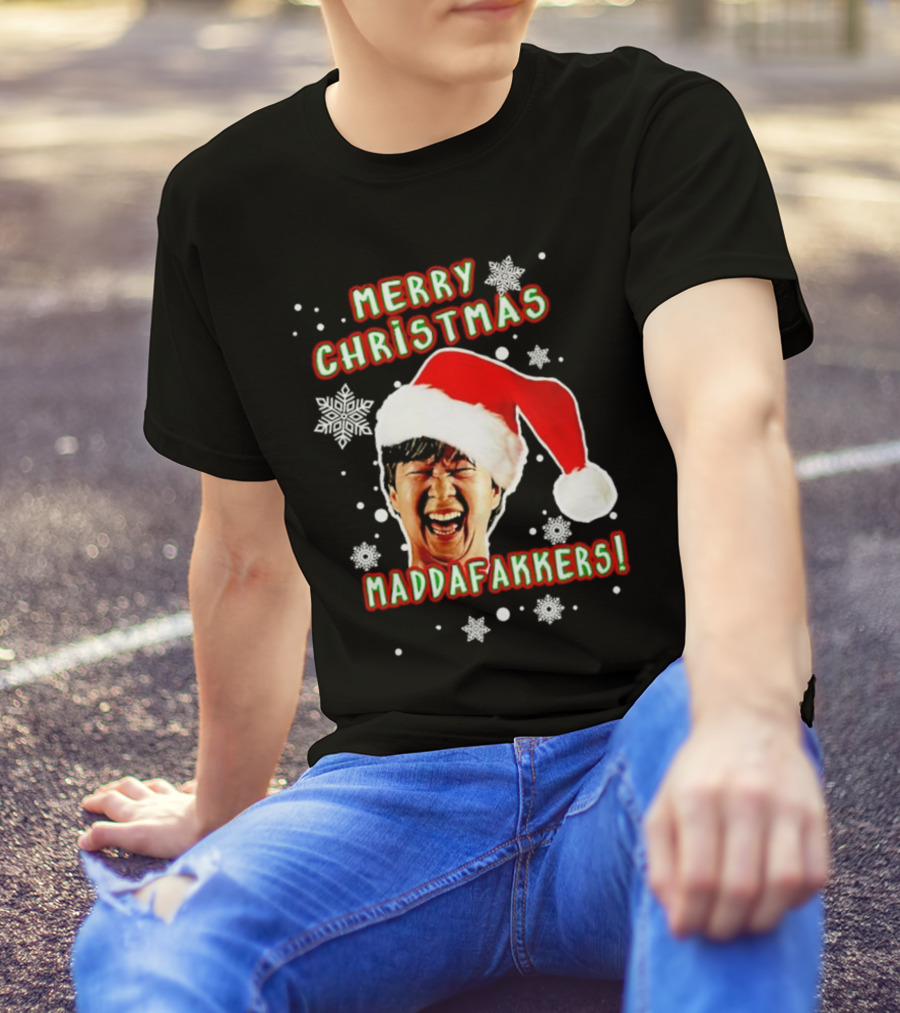 Merry Christmas Maddafakkers Ken Jeong Santa Hat Snowflakes T-Shirt