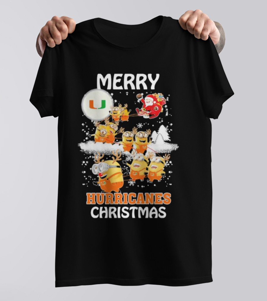 Merry Minions Miami Hurricanes Christmas T-Shirt