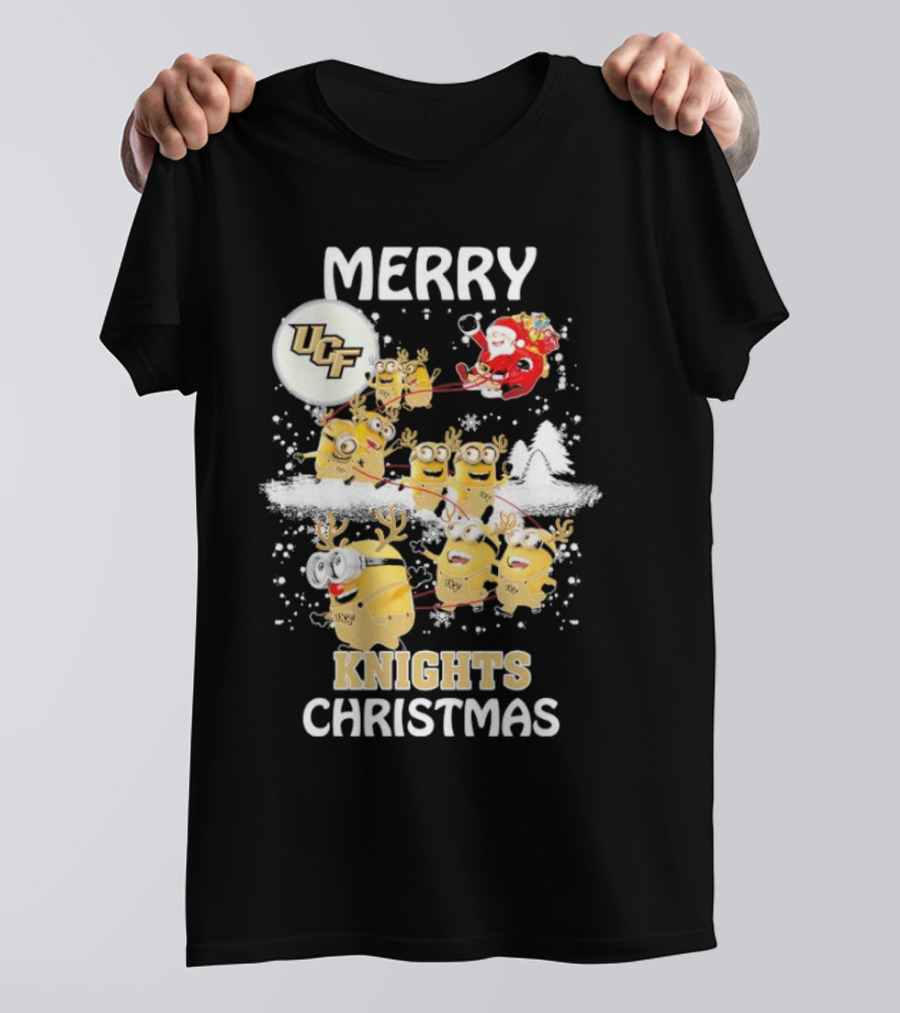 Merry UCF Knights Christmas With Minions And Santa T-Shirt