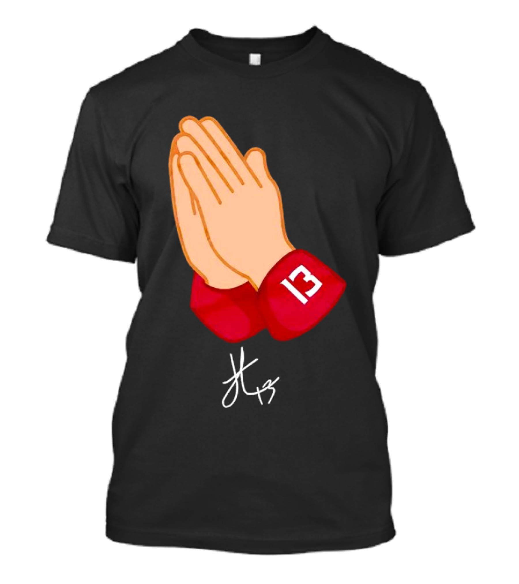 Jordan Travis Signature Praying Hands Number 13 Autograph T-Shirt