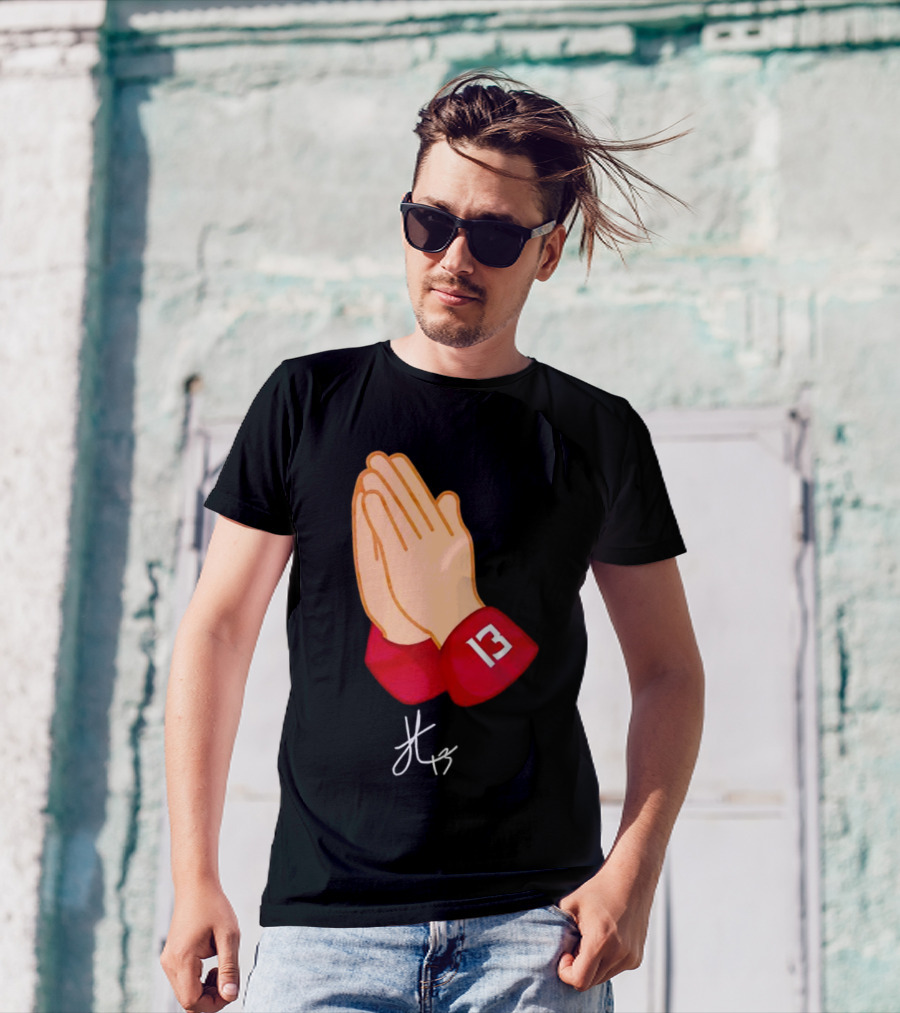 Jordan Travis Signature Praying Hands Number 13 Autograph T-Shirt