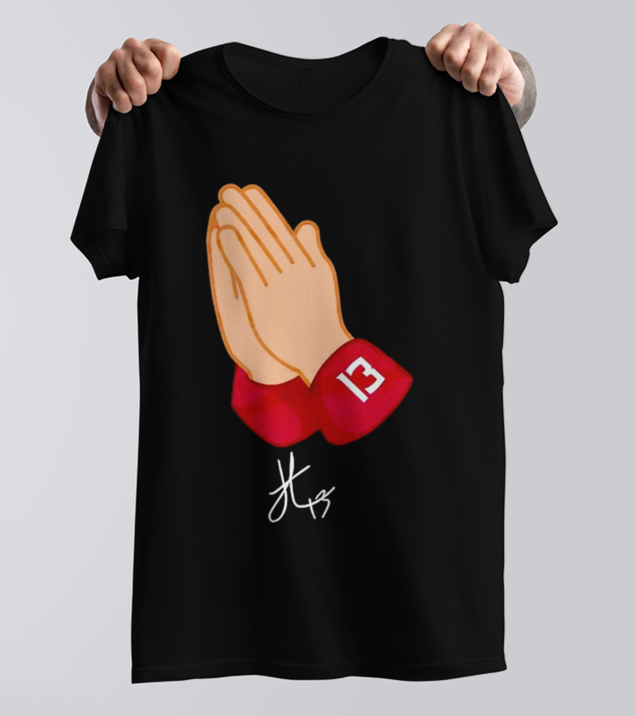 Jordan Travis Signature Praying Hands Number 13 Autograph T-Shirt