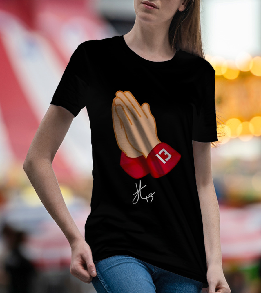 Jordan Travis Signature Praying Hands Number 13 Autograph T-Shirt