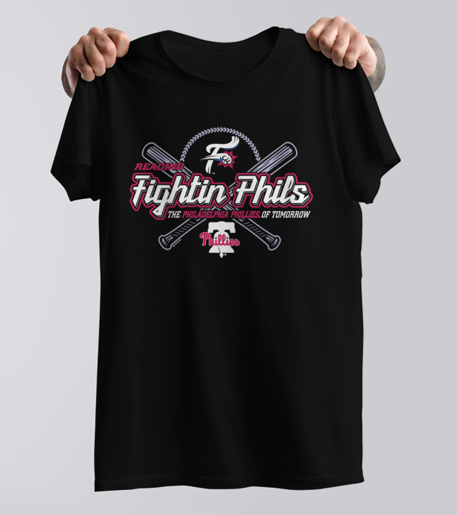 Reading Fightin Phils Philadelphia Phillies Of Tomorrow Phillies Logo With Crossed Bats T-Shirt