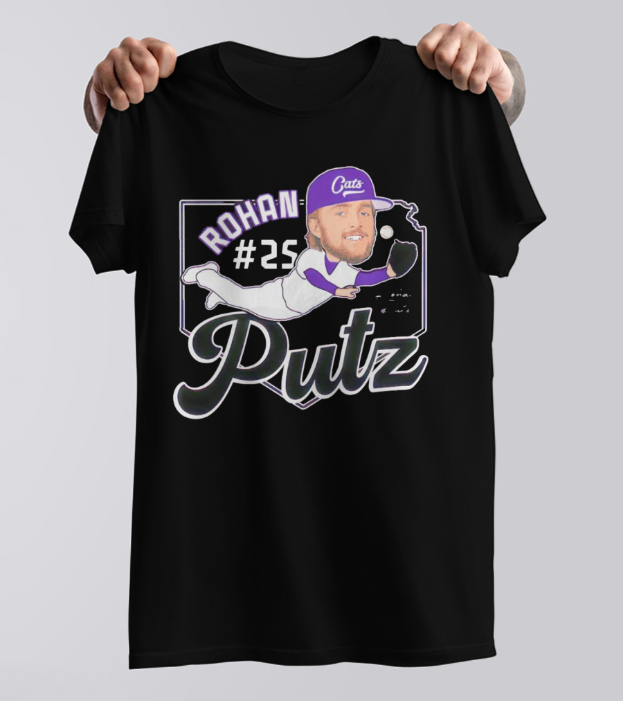 Rohan Putz #25 Kansas State Wildcats Cats Outfielder Signature T-Shirt
