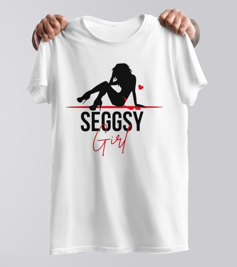 Seggsy Girl Silhouette With Heart And Red Accents T-Shirt