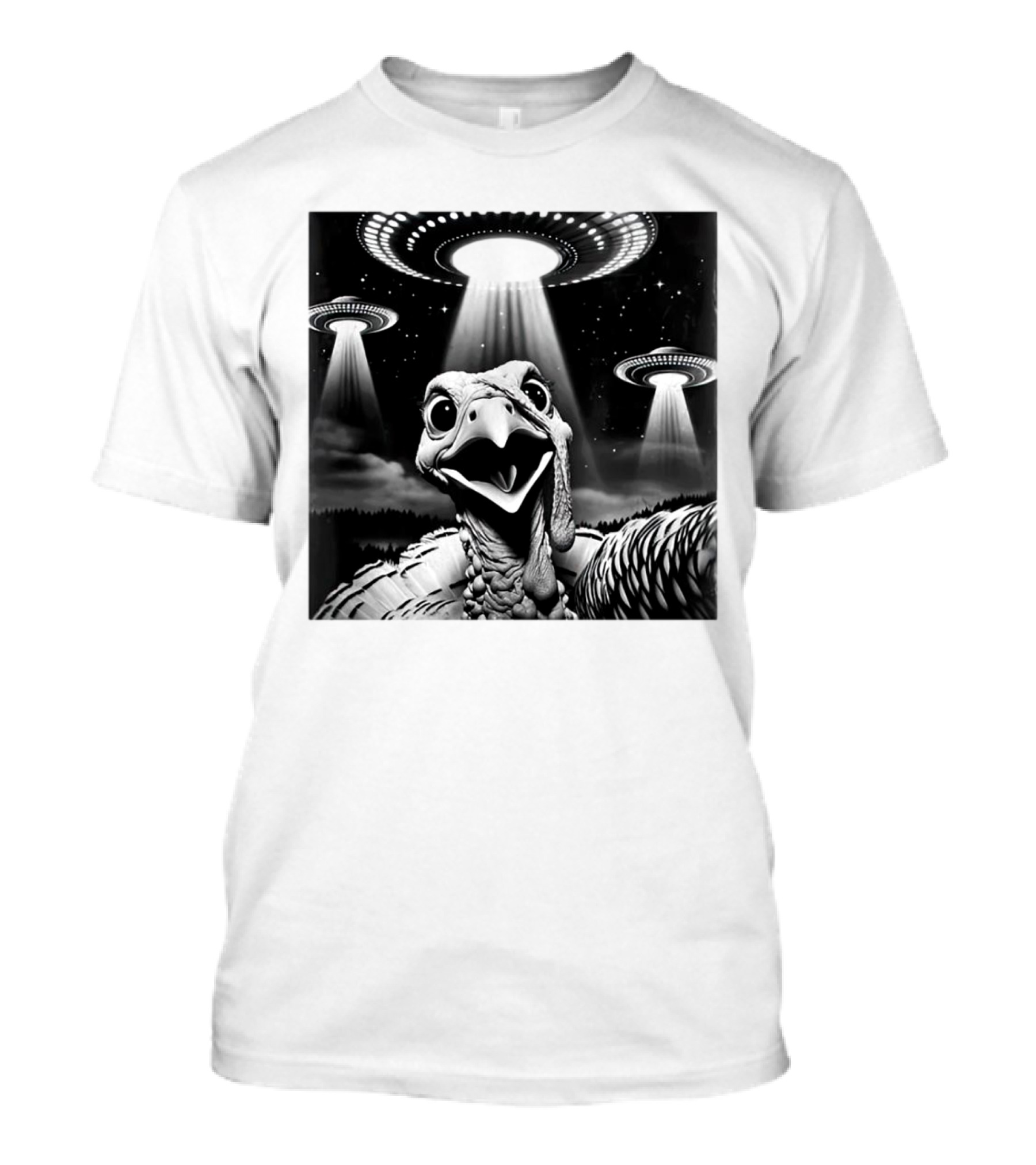Turkey UFO Selfie Thanksgiving Outer Space Encounter T-Shirt