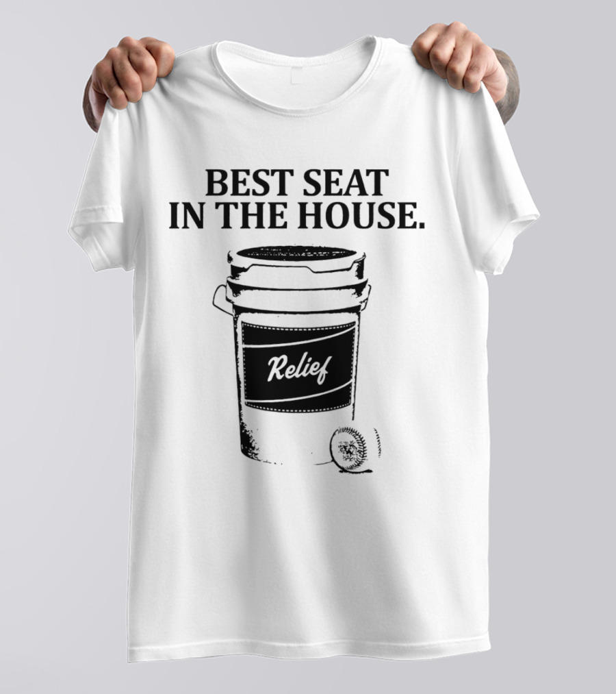 Best Seat In The House Relief Baseball Bucket T-Shirt