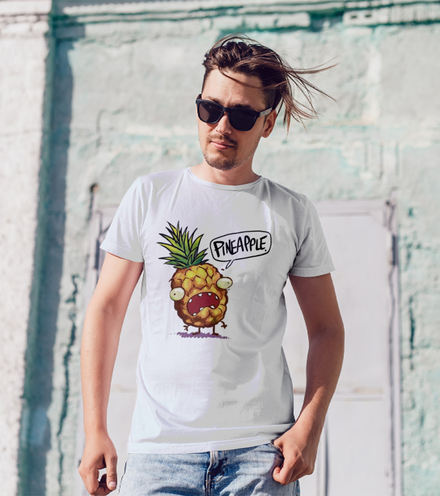 Pineapple Cute Pineapple With Cartoon Face And Funny Expression T-Shirt