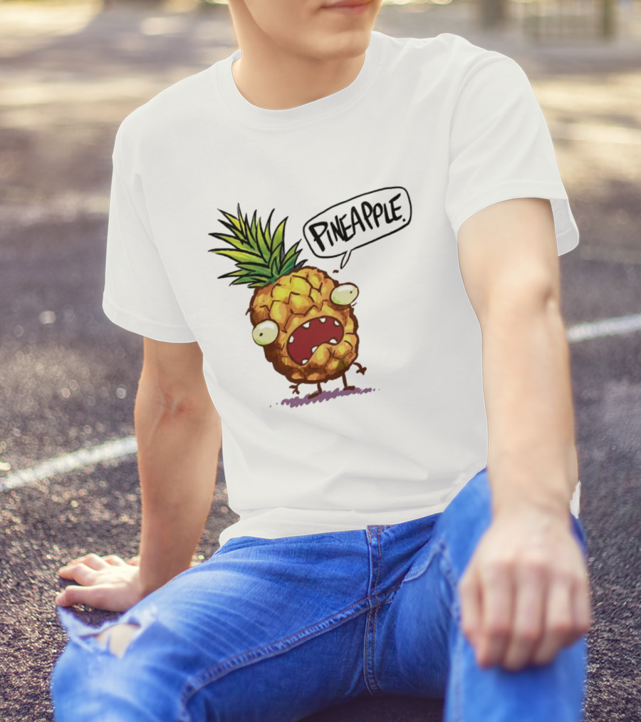 Pineapple Cute Pineapple With Cartoon Face And Funny Expression T-Shirt