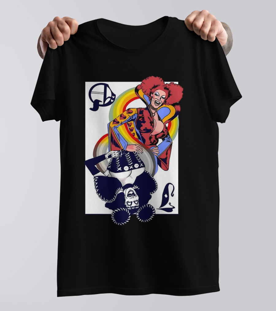 Jimbo Queen Of Hearts Playing Card Rainbow Drag T-Shirt
