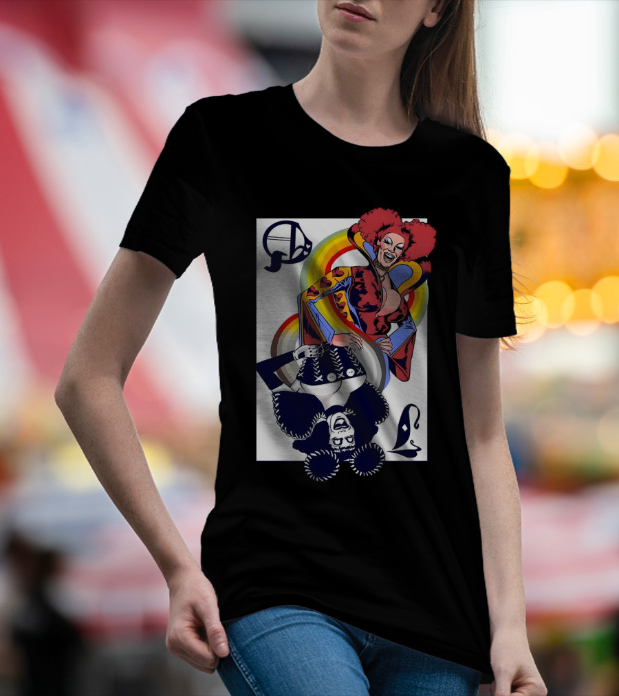 Jimbo Queen Of Hearts Playing Card Rainbow Drag T-Shirt