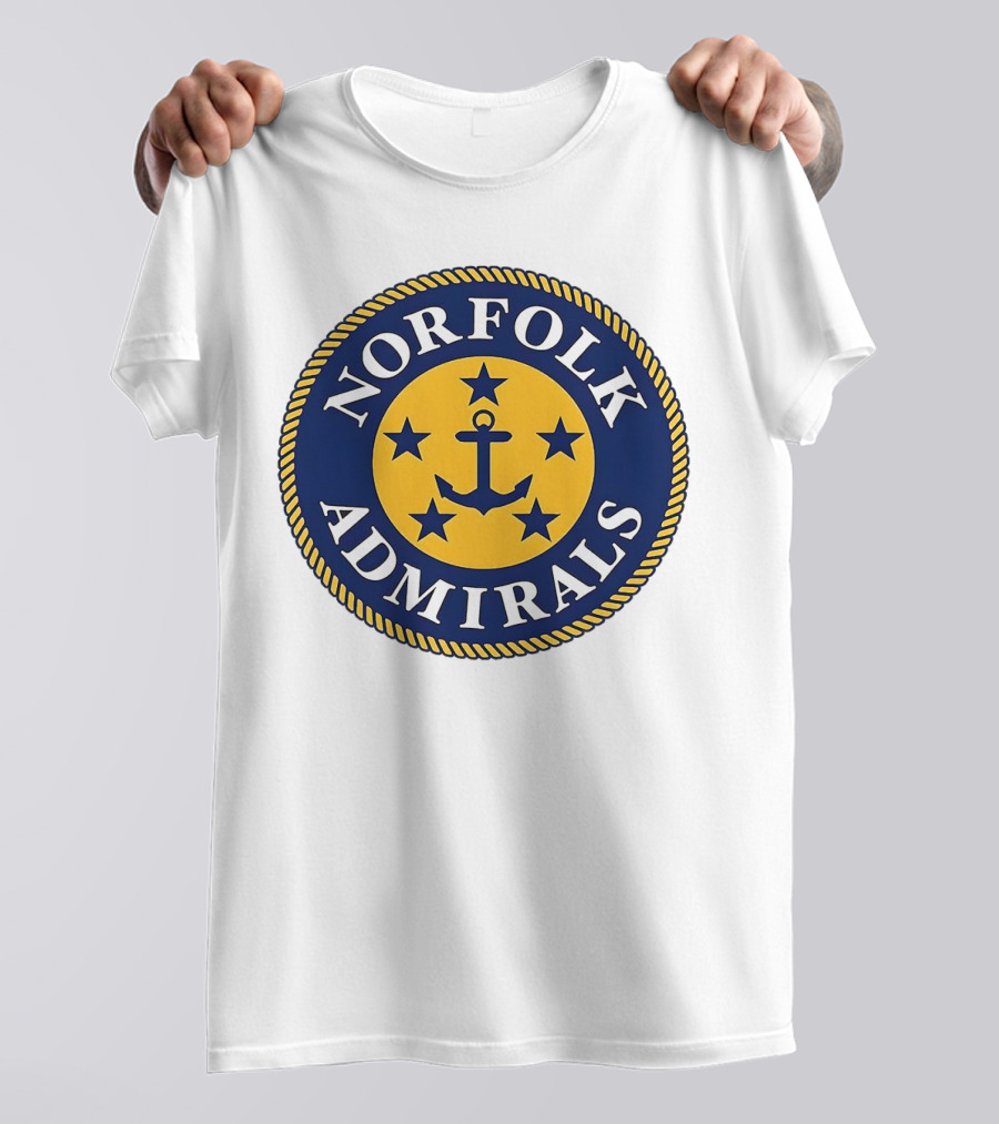Norfolk Admirals Anchored Stars Emblem Navy Yellow T-Shirt