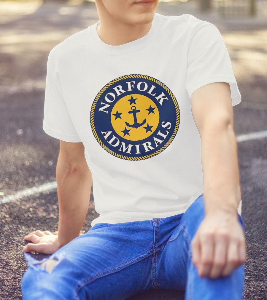 Norfolk Admirals Anchored Stars Emblem Navy Yellow T-Shirt