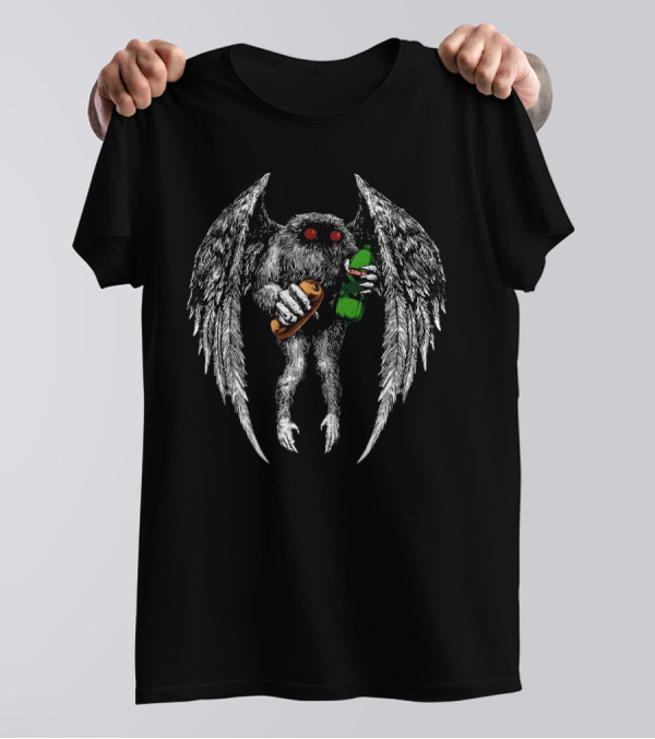 Threat Llama Appalachian Guardian Mothman Holding Sub And Soda T-Shirt