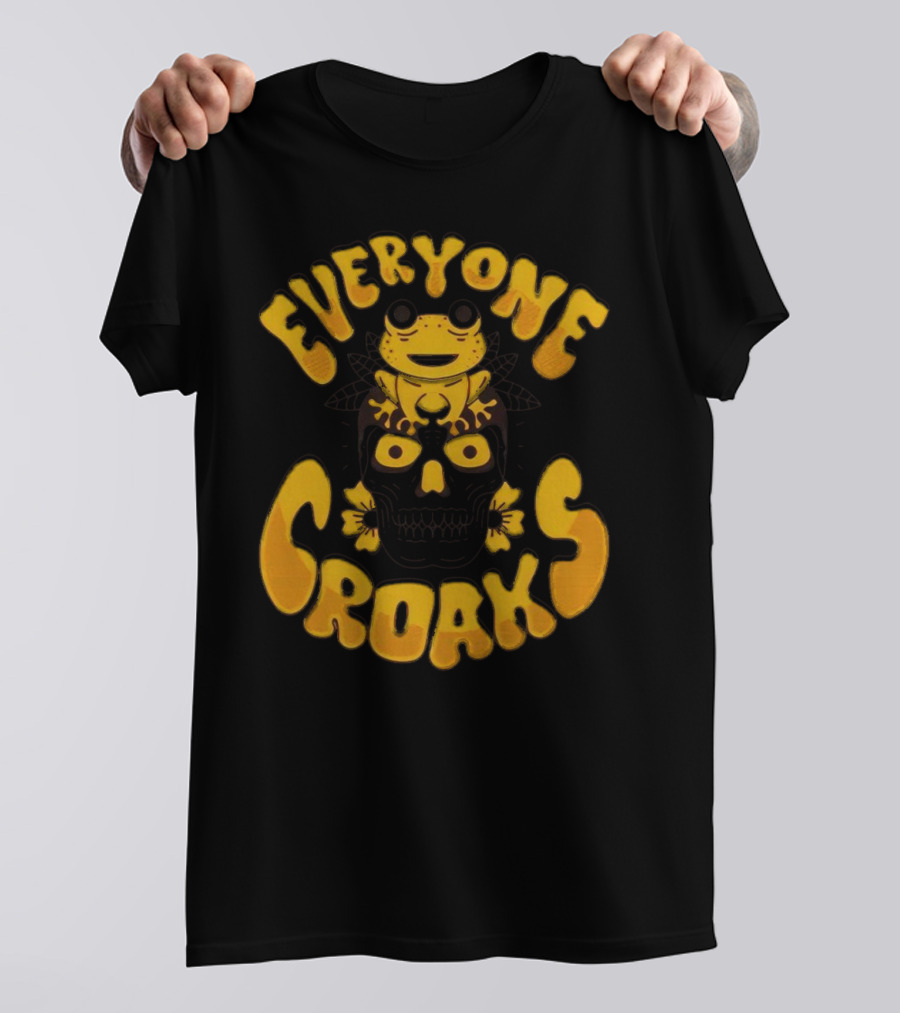 Everyone Croaks Frog On Skull T-Shirt