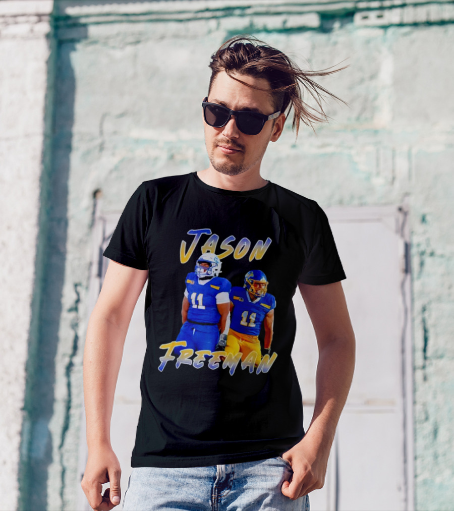 Jason Freeman Football Gameday 11 Blue And Yellow Gear T-Shirt