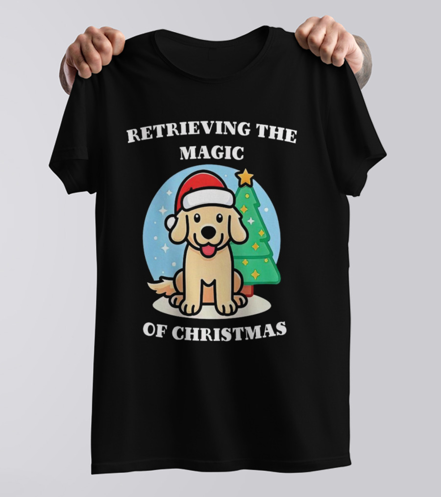 Retrieving The Magic Of Christmas With Santa Dog And Christmas Tree T-Shirt
