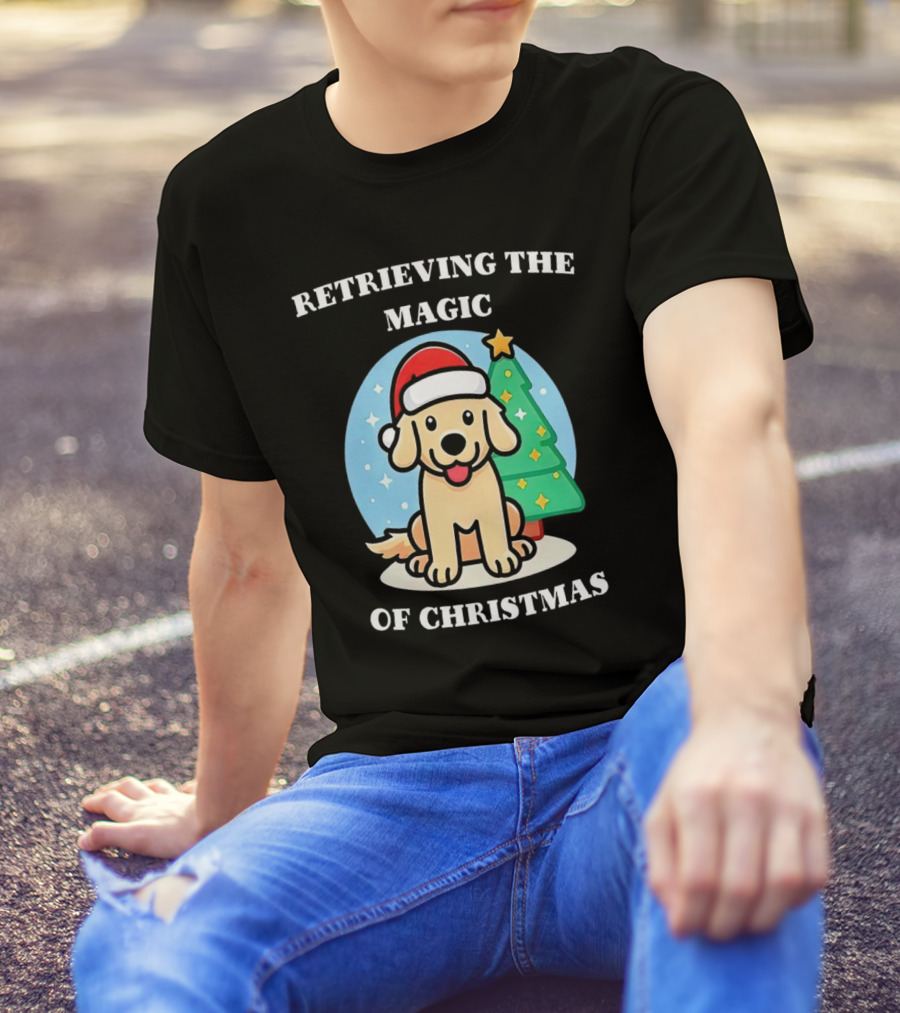 Retrieving The Magic Of Christmas With Santa Dog And Christmas Tree T-Shirt